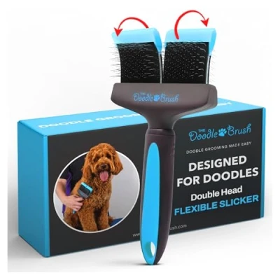 Image of The Doodle Brush Dog Brushes for Grooming, Cockapoo, Poodle Brush, Cavapoo, Grooming Flexible Slicker Long Haired Dogs, Cockapoo Gifts Double Head