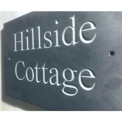Image of Slate House Signs Name Number Plaque 300x200mms,Unpainted. Personalised Sign Engraved NOT LASERED, shipped the next working day