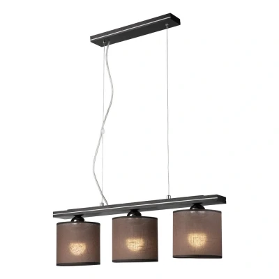 Image of Sofia Bar Pendant Ceiling Light With Fabric Shade, Wenge, 3x E27