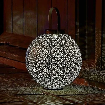Image of Garden Mile® Large Damask Solar LED Silhouette Lantern Lights Patio Table Lighting Landscaping (Large Damask)