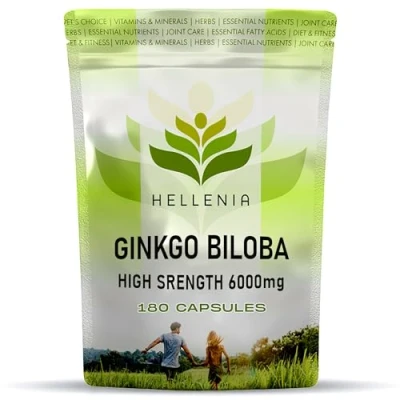 Image of Hellenia Ginkgo Biloba Highly Dosed 50:1 Extract 6000mg High Strength 180 Capsules Manufactured in The UK