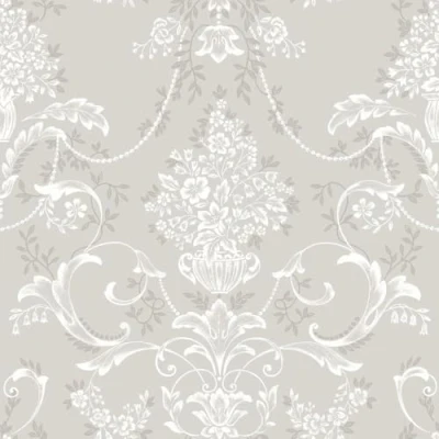 Image of Amelie Damask Floral Beige Wallpaper Flowers Naturistic Botanical Classic Traditional Stylish Feature Wall