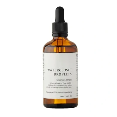 Image of Vanilla Blanc Sicilian Lemon Water Closet Droplets Eliminates Foul Odour Natural Blend of Lime, Geranium &amp; Essential Oils 100% Alternative to Air Fresheners Sprays 100ml