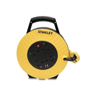 Image of Stanley Semi Enclosed Cable Reel 240V 13A 4 Socket + 2 USB 7.5m