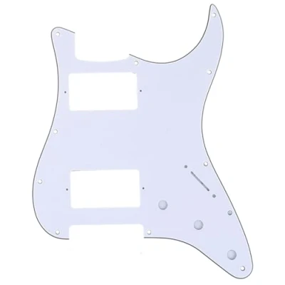 Image of Musiclily Pro 11 Hole HH Strat Pickguard 2 Humbuckers Scratch Plate for American/Mexican Fender Standard Stratocaster Modern Style Electric Guitar, 3Ply White