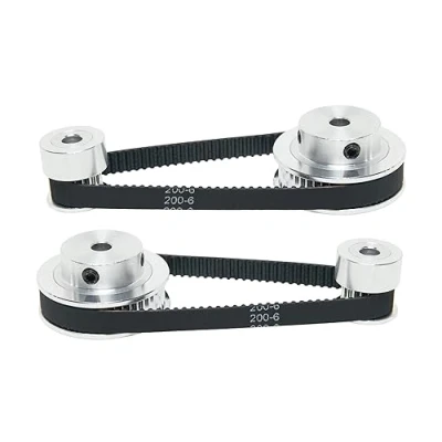 Image of SHCEEC 2PCS Set 2GT Aluminum Timing Pulley 20&amp;48 Teeth 6.35mm Bore Synchronous Wheel with Length 200mm Width 6mm Belt (20 48T 6.35B 6)