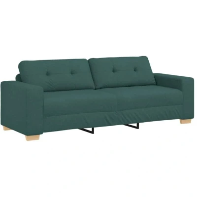 Image of vidaXL Dark Green Fabric Upholstered Sofa 180 cm Wide/3 Seater Cosy Foam Cushions
