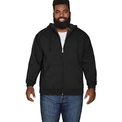 Image of Fruit of the Loom Unisex&#039;s Eversoft Fleece Hoodies, Pullover, Moisture Wicking &amp; Breathable, Sizes S 4x Shirt, Black Full Zip, XL