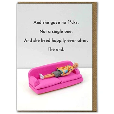 Image of Bold &amp; Bright Funny Birthday Card &#039;Gave No Fucks Happy Ever After&#039; Hilariously Cards Cheeky For Her Ladies Women Friends Sold by Brainbox Candy