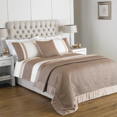 Image of Riva Home Honeycomb Textured Panel Duvet Cover Set Gold Cotton Size Single