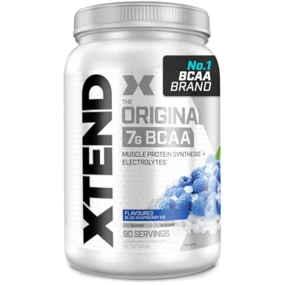 Image of XTEND Original BCAA Powder Blue Raspberry Ice 90 Servings 7g BCAAs Per Serving Sugar Free Branched Chain Amino Acids and Electrolytes for Post Workout Muscle Recovery Hydration