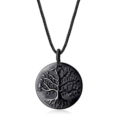 Image of COAI Religious Jewelry Obsidian Stone Tree of Life Pendant Necklace for Men Women