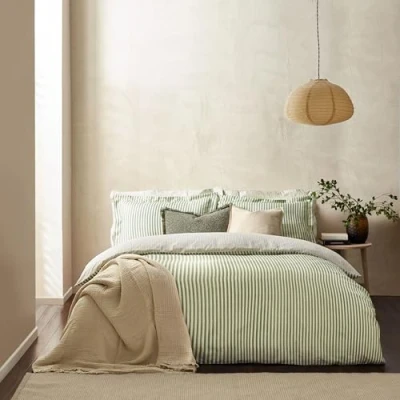 Image of Yard Hebden Mélange Stripe 100% Cotton Duvet Cover Set