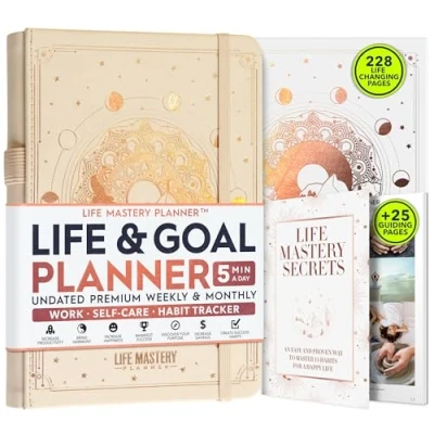 Image of Life Mastery Planner A 12 Month Journey to Crush Your Goals, Increase Productivity, Passion, Success &amp; Happiness Weekly Monthly Planner, Habit Tracker, Gratitude Journal Organizer, A5