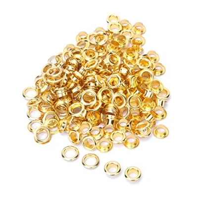 Image of Grommet Eyelets, 100Pcs 6mm Brass Eyelets with Gaskets for Leather Canvas Clothes