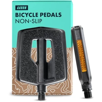 Image of AARON Urban Pedals with Sealed Industrial Ball Bearings Replaceable Non Slip Grip Tape Bike Flat Design for E Bikes, Trekking City Bikes and many more Black