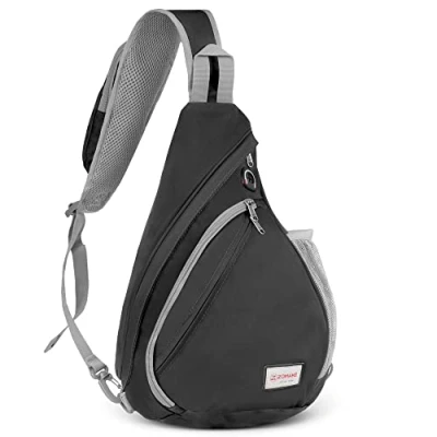 Image of ZOMAKE Sling Shoulder Bag Men Small Bags Women Cross Body Backpack Healthy Back Chest for Travel Walking the Dog(Black)