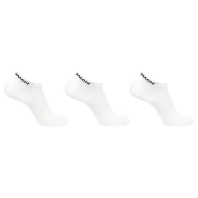 Image of Salomon Flow Low 3 Pack Unisex Socks,Trail Running Hiking, Stays in Place, Protective Comfort, and Cushioning, White, 3.5 5