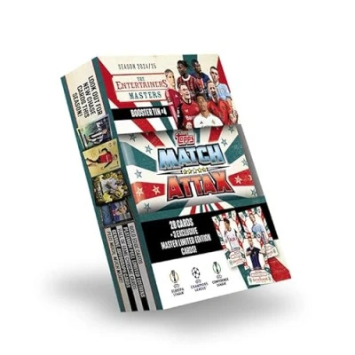 Image of Topps Match Attax 24/25 Booster Tin Masters contains 28 cards plus 3 exclusive &#039;Masters&#039; LE&#039;s Hakan Çalhanoğlu, Kevin De Bruyne and Heung min Son!