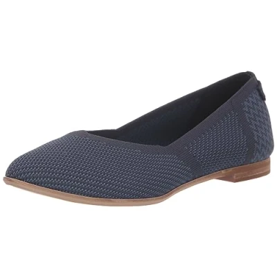 Image of TOMS Women&#039;s Jutti Neat Ballet Flat, Navy Repreve Knit, 4 UK