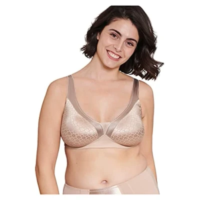 Image of Naturana® Minimizer Bra with Floral Pattern [Cup B D]: Without Underwire Wireless 38 Purple Orchid