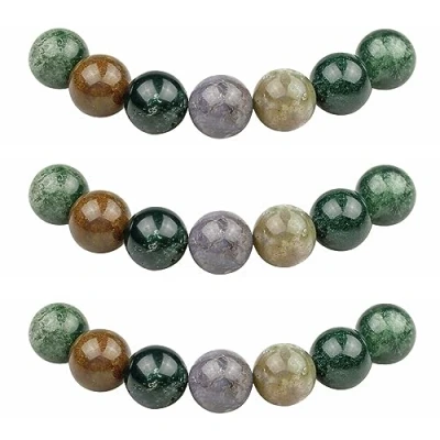 Image of MJDCB Natural Round Stone Beads 8mm India Agate Loose Gemstone for Jewelry Making Bracelet Necklace 43pcs