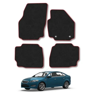 Image of Car Mats Compatible with Ford Mondeo (2007 2011) Tailored Fit Red Carpet Floor Set Accessory Custom 4 Pieces Anti Slip Backing &amp; Binding Trim Edge