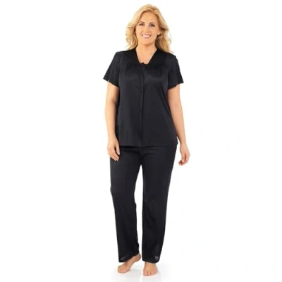 Image of Exquisite Form Women&#039;s Plus Size Coloratura Sleepwear Short Sleeve Pajama Set 90807, Midnight Black, XL