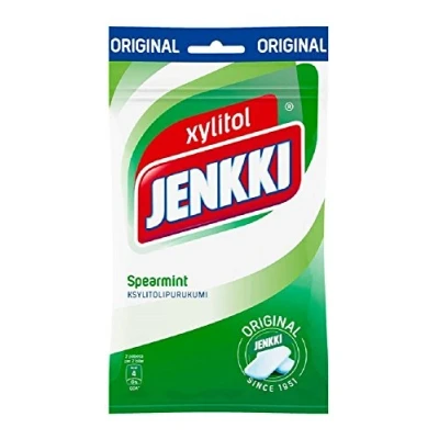 Image of Jenkki Spearmint Original Finnish Xylitol Chewing Gum Bag 100 g