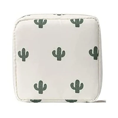 Image of Reusable Sanitary Napkin Storage Bag,Period Kit Bag for School,Portable Pads with Zipper Feminine Menstruation First Period Bags Teen Girls Women Ladies (Cactus)
