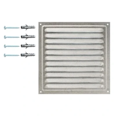 Image of Air Vent Cover Made from Galvanized Steel 20 x cm / 8 inches, Metal Ventilation Grille with Protective Net, Indoor/Outdoor Grid, Grate Mesh.