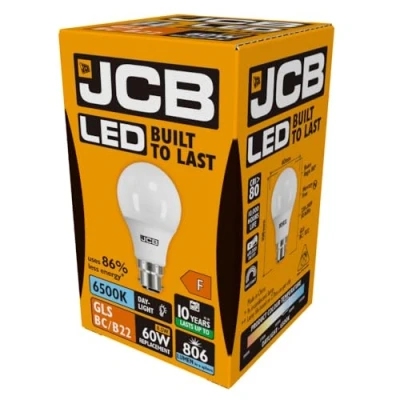 Image of JCB LED 10 Watt Bayonet Cap GLS Lamp Daylight 6500K 60W Replacement BC B22 Bulb