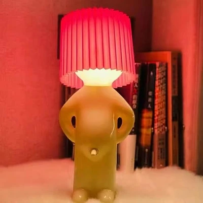 Image of A Little Shy Man Creative Lamp, Naughty Boy Desk Light, LED Night Romantic Bedside Table Funny Reading Novelty Mood Light Atmosphere for Home Decoration (Red)