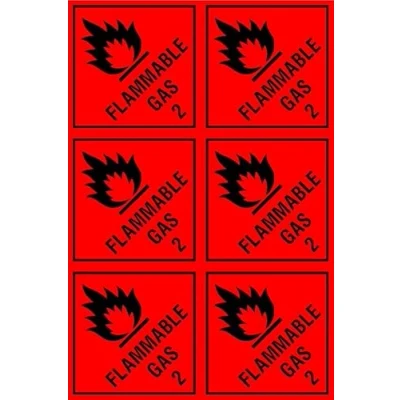 Image of Flammable gas safety sign Self adhesive sticker Pack of 6 stickers 100mm x
