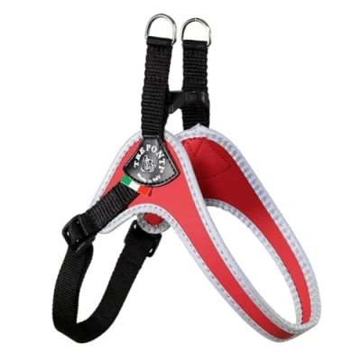 Image of Tre Ponti Fibbia Small Dog Harness with Adjustable Belly Strap, 3.5 cm, Red