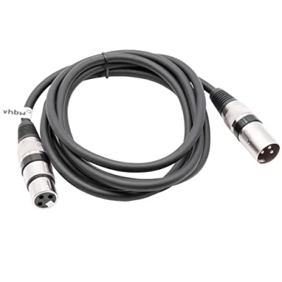 Image of vhbw DMX Cable XLR Male Plug to Female Socket compatible with Spotlights, Stage Lighting, Party Lights 3 Pins, PVC Shielding, black, 2m
