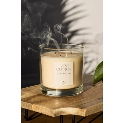 Image of Marco Paul Fresh Cotton 3 Wick Scented Candles Home Decor Candle Gift Set Tea Small Long Burning Lights Christmas Sets