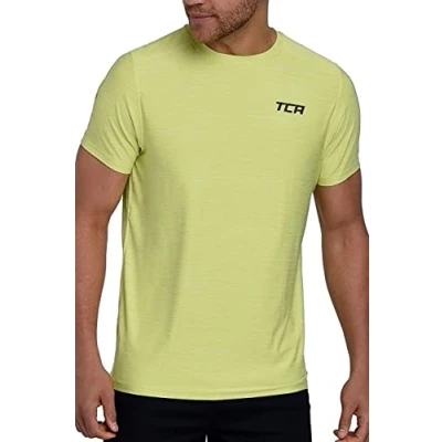 Image of TCA Galaxy 4D Stretch Mens Gym, Running, Training T Shirt Gym Tops for Men, Running Top Lightweight Breathable Moisture Wicking Quick Dry Tshirt Lime Punch, S