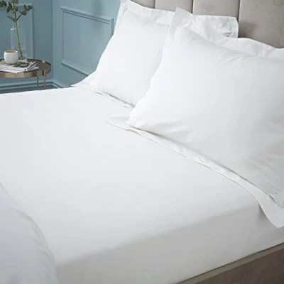 Image of Bianca Fine Linens Bedroom 180 Thread Count Egyptian Cotton Double Fitted Sheet 34cm Depth White