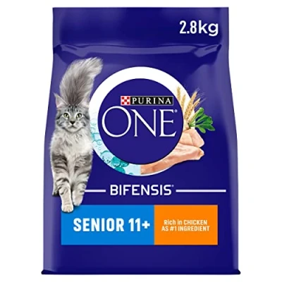 Image of Purina ONE 11+ Dry Cat Food Rich in Chicken 2.8kg, Pack of 4