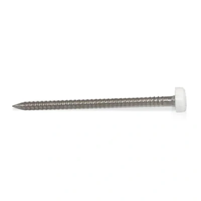 Image of 1000 x White UPVC 40mm Poly Top Pins Nails Plastic Headed Fascia Fixings