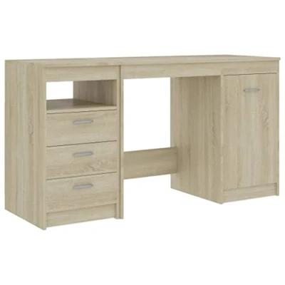 Image of vidaXL Desk Workstation Computer Work Table Office Corner Study Writing Station Indoor Furniture Sonoma Oak Engineered Wood