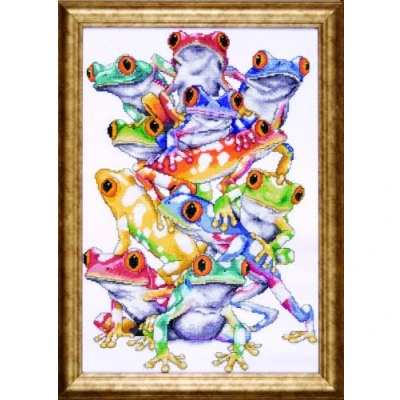 Image of Tobin Design Works Frog Pile Cross Stitch Kit, Multi Colour