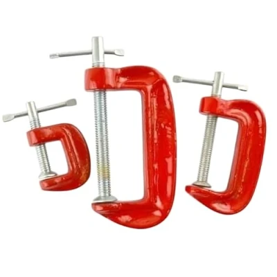Image of Dunnet Tools 3pc Mini G Clamp Set Cast Iron Frame Swivel Shoe T bar Handle DIY Clamps for Woodwork C Joiner Woodworking Professional