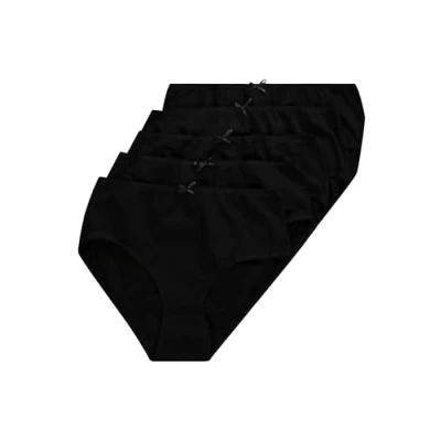 Image of Ulla Popken Women&#039;s Slips, 5er Pack Full Brief, Black, 28 30