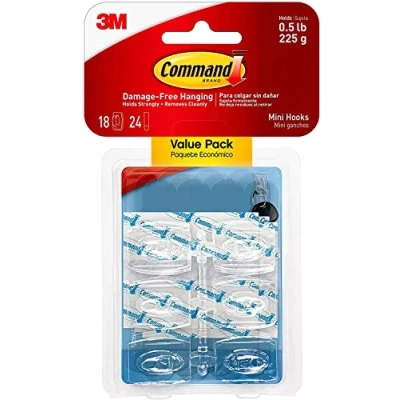 Image of Command 17006CLRFGN Mini Hook Transparent with Clear Strips