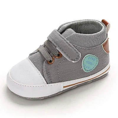 Image of MASOCIO Baby Boy Shoes Infant Toddler First Walking Trainer Prewalker Gray 12 18 Months