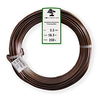 Image of Grow A Bonsai Tree Anodized Aluminium 2.5mm Training Wire 250g Large Roll (60 Feet) Choose Your Size and Color (2.5mm, Brown)