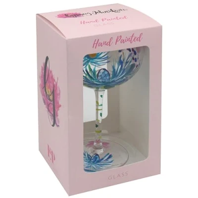 Image of Lesser &amp; Pavey Painted Floral Flower Gin Glass Delphiums, Dragonflies, Daisies, Thistles, Gerberas, Gypsophila, Pink Lilies or Ladybirds Colourful Designs (Thistles)