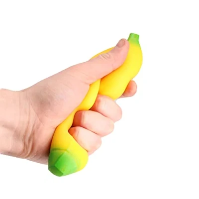 Image of 16cm Squishy Super Stretchy Banana, Stress Relief Fidget Squeeze Toy for Kids, Adults with Autism Anxiety ADHD SPD Special Needs Sensory Hand Therapy Great Finger Wrist Arthritis Physio